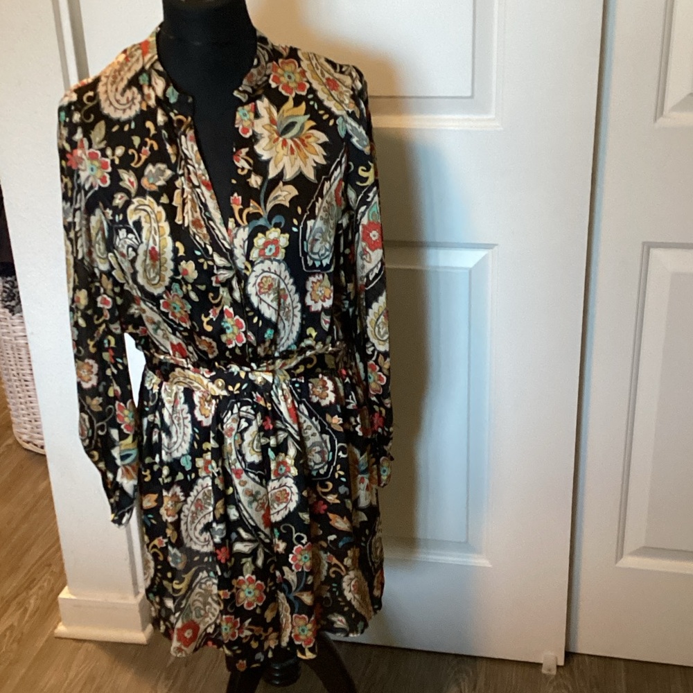 Zara Floral Paisley Long Sleeve Dress XL NWT